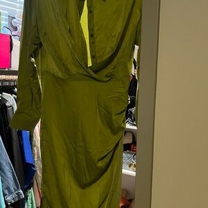 Runched midi shirt dress